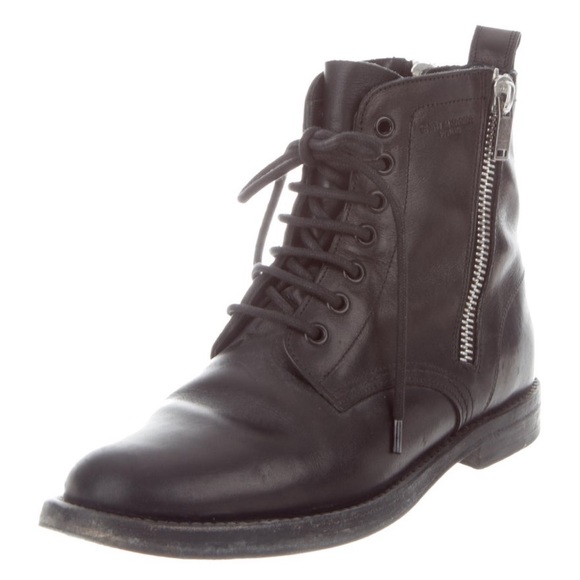 Saint Laurent Leather Combat Booties - Picture 3 of 5